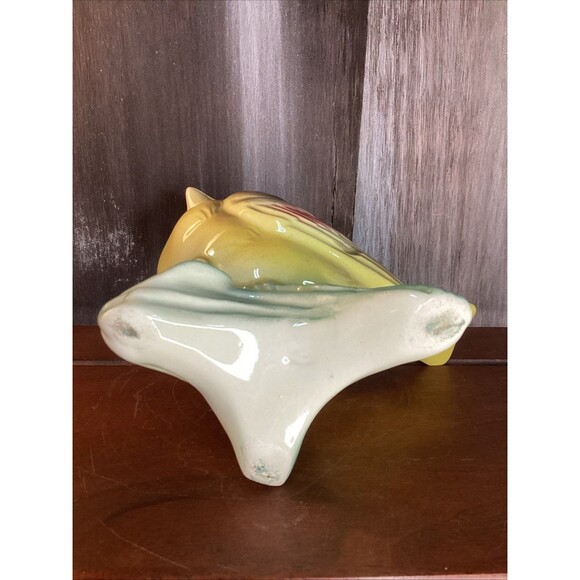 ROYAL COPLEY Bird Planter WREN/SPARROW Sitting On Branch Original Sticker Nice! - Picture 11 of 12